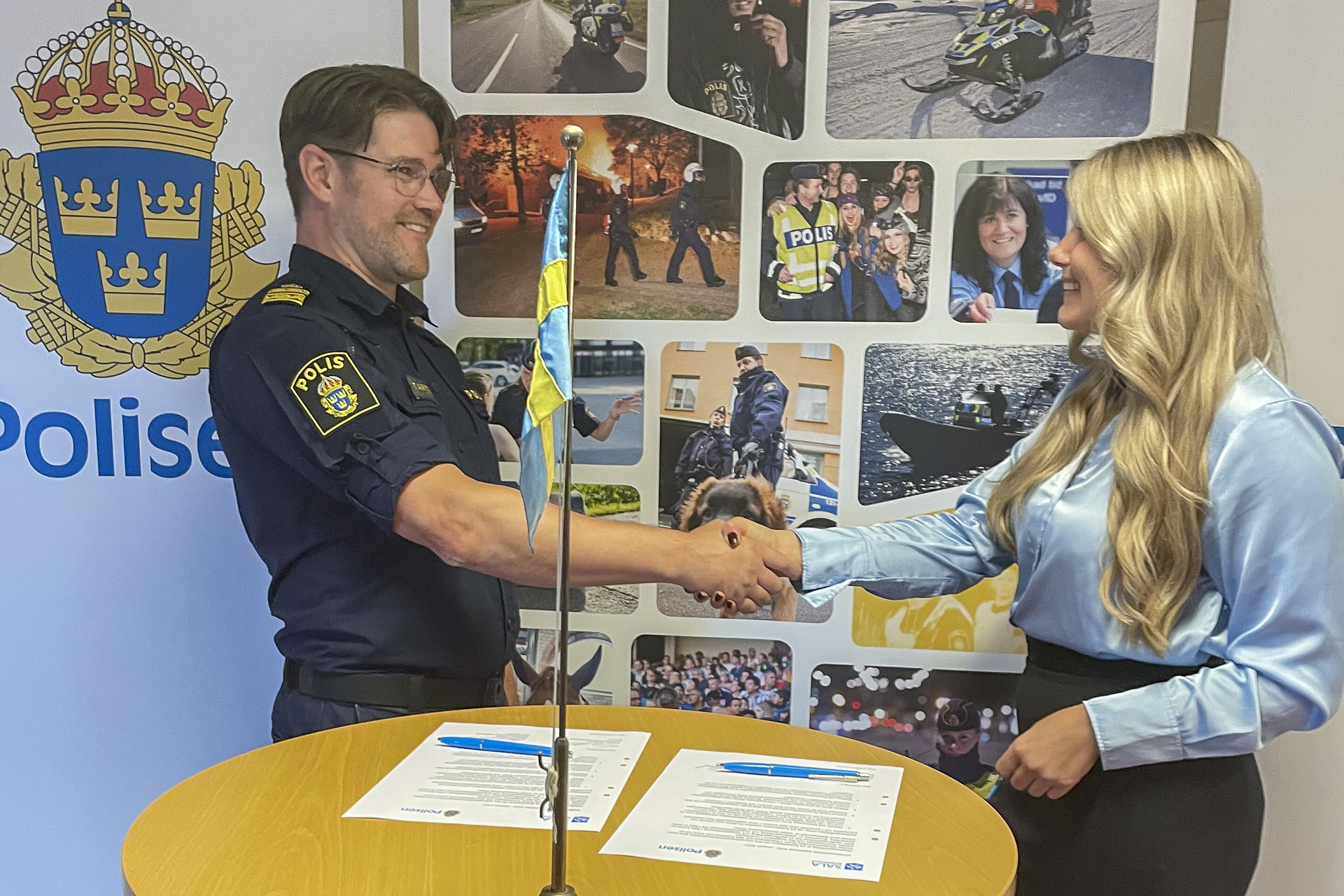 Lokalpolisområdeschef, Tommy Alriksson och kommunstyrelsens ordförande, Amanda Lindblad.